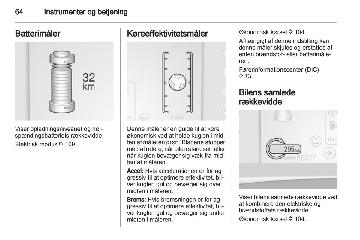 Opel Ampera Bilens instruktionsbog / page 66