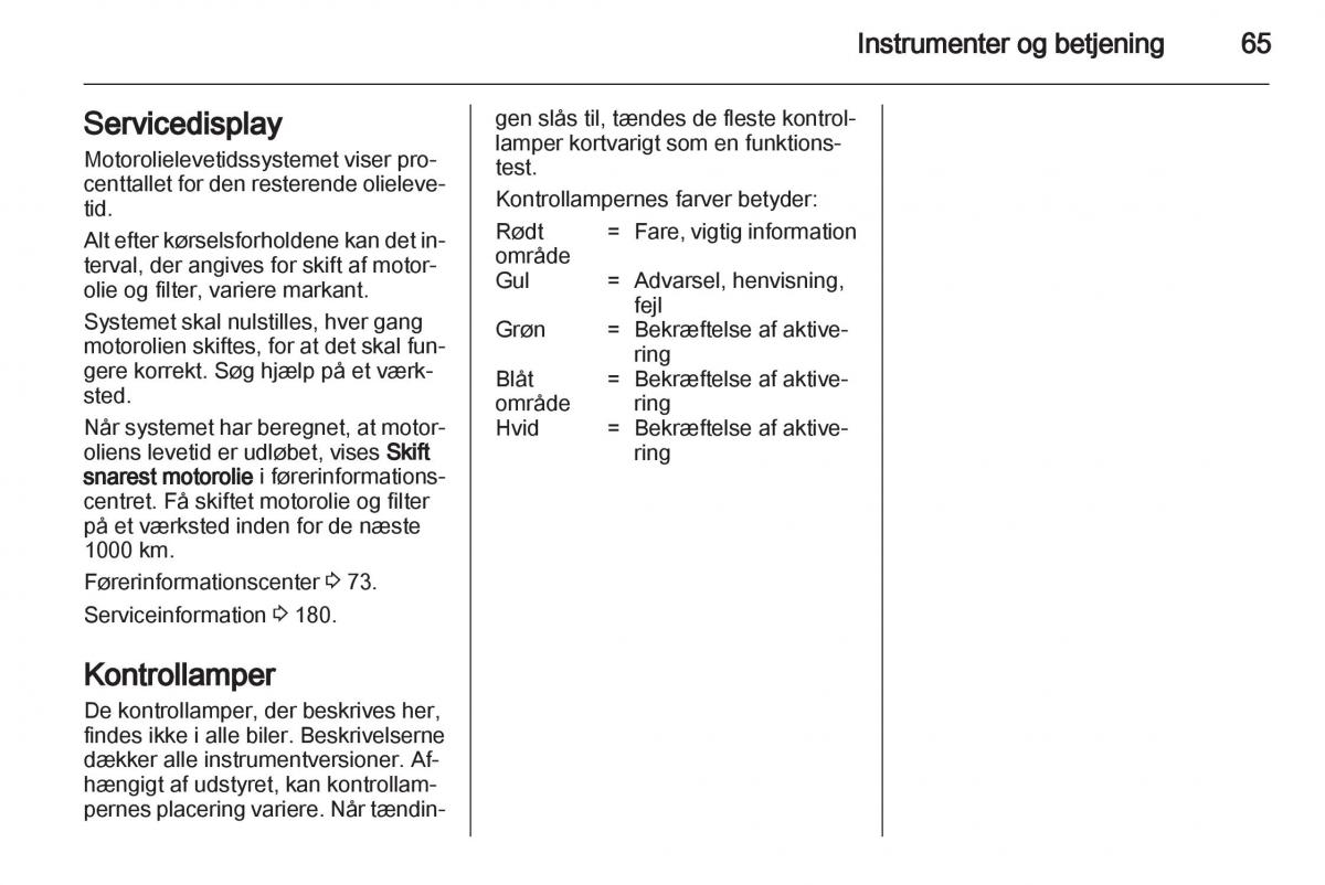 Opel Ampera Bilens instruktionsbog / page 67