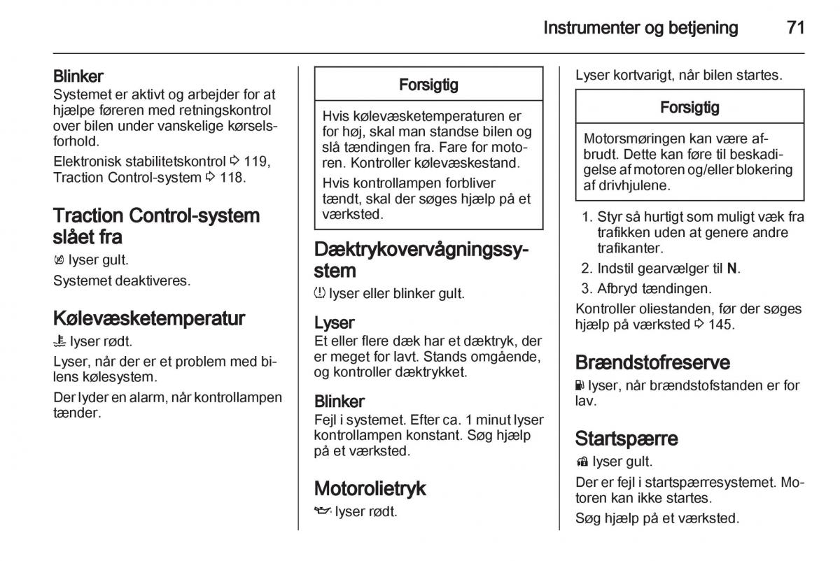 Opel Ampera Bilens instruktionsbog / page 73