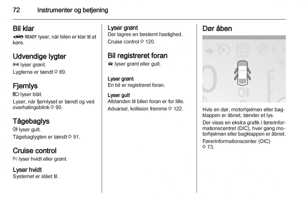 Opel Ampera Bilens instruktionsbog / page 74