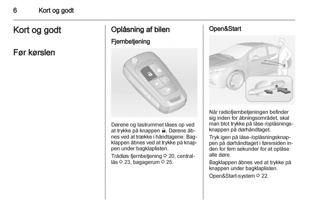 Opel Ampera Bilens instruktionsbog / page 8