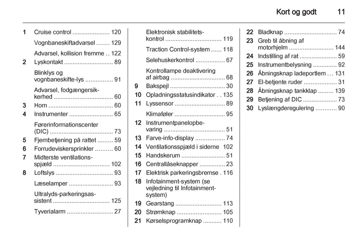 Opel Ampera Bilens instruktionsbog / page 13