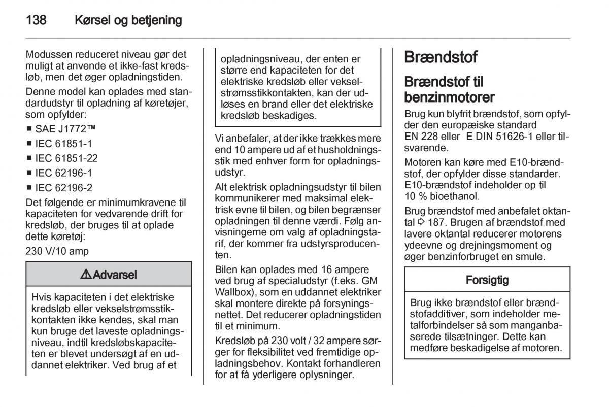 Opel Ampera Bilens instruktionsbog / page 140