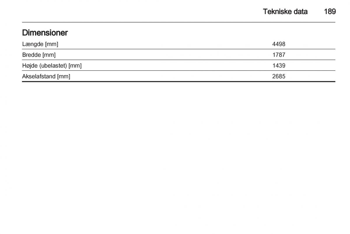 Opel Ampera Bilens instruktionsbog / page 191