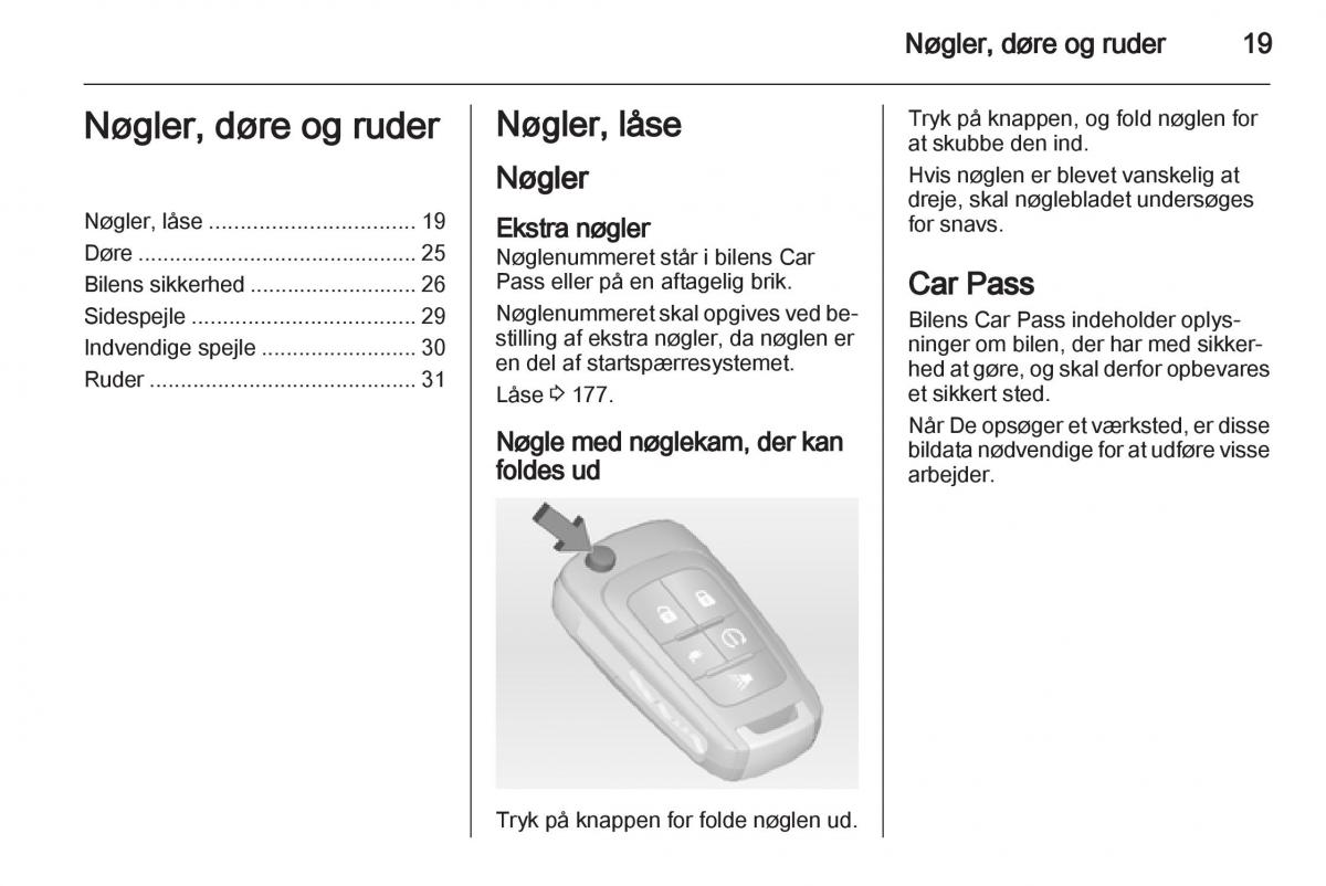 Opel Ampera Bilens instruktionsbog / page 21