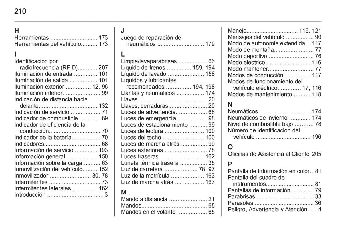 Opel Ampera manual del propietario / page 212