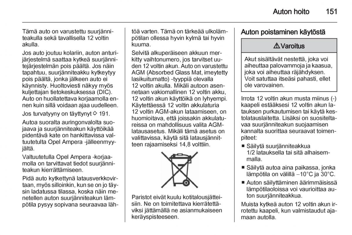Opel Ampera omistajan kasikirja / page 153