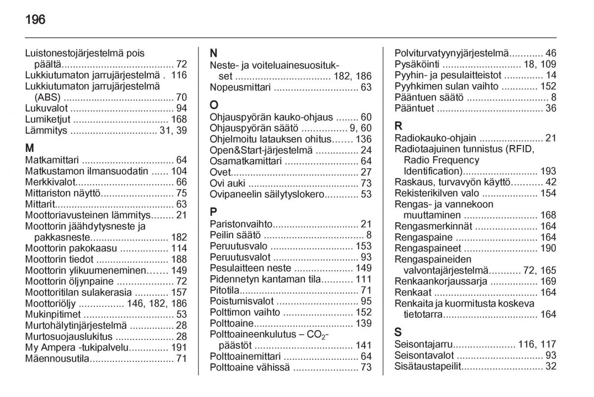 Opel Ampera omistajan kasikirja / page 198