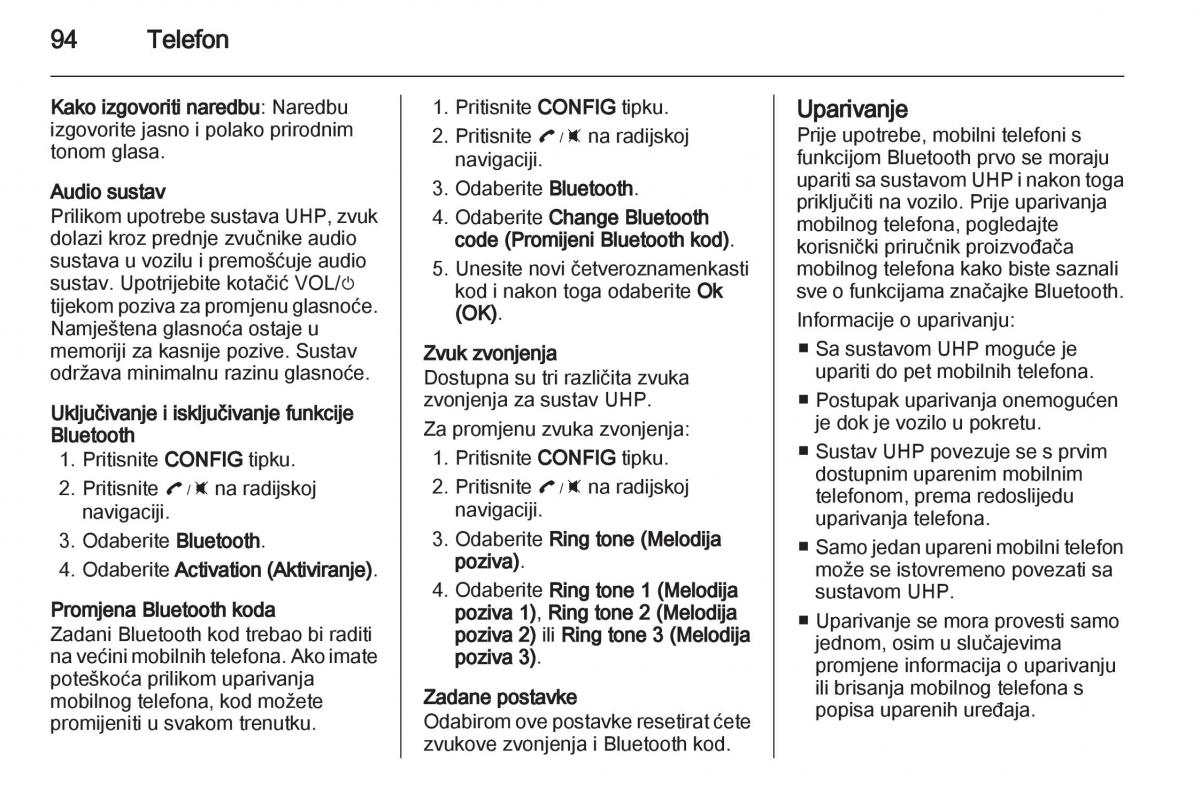 Opel Ampera vlasnicko uputstvo / page 94