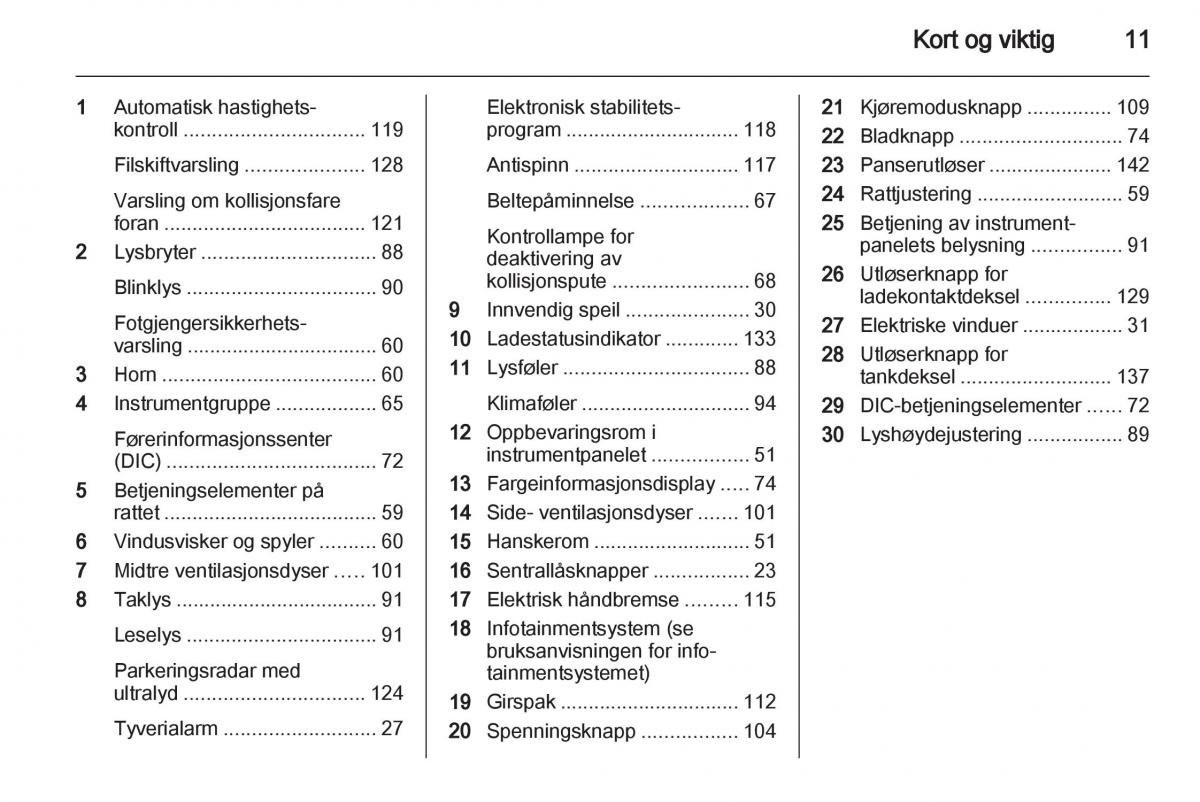 Opel Ampera bruksanvisningen / page 13