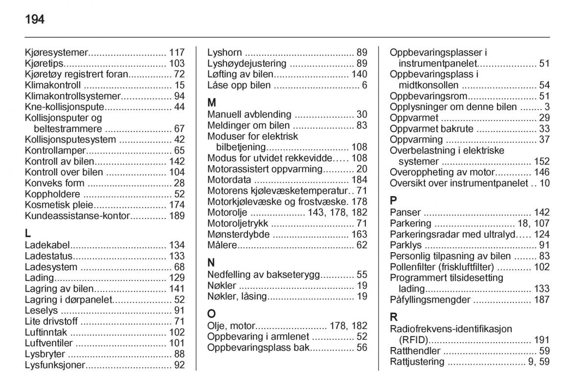 Opel Ampera bruksanvisningen / page 196