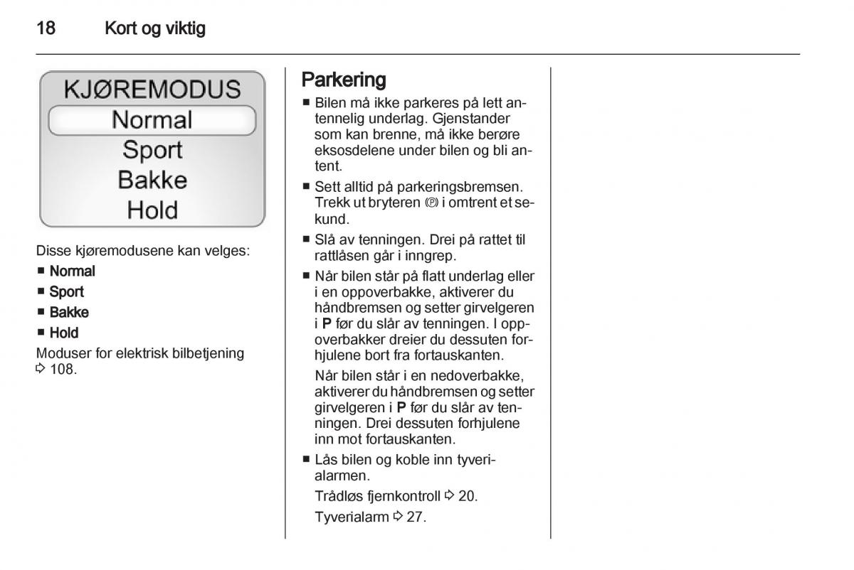 Opel Ampera bruksanvisningen / page 20