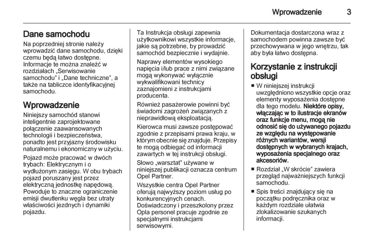 Opel Ampera instrukcja obslugi / page 5