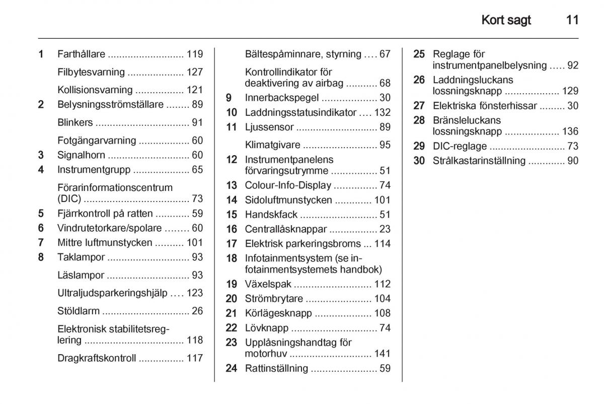 Opel Ampera instruktionsbok / page 13