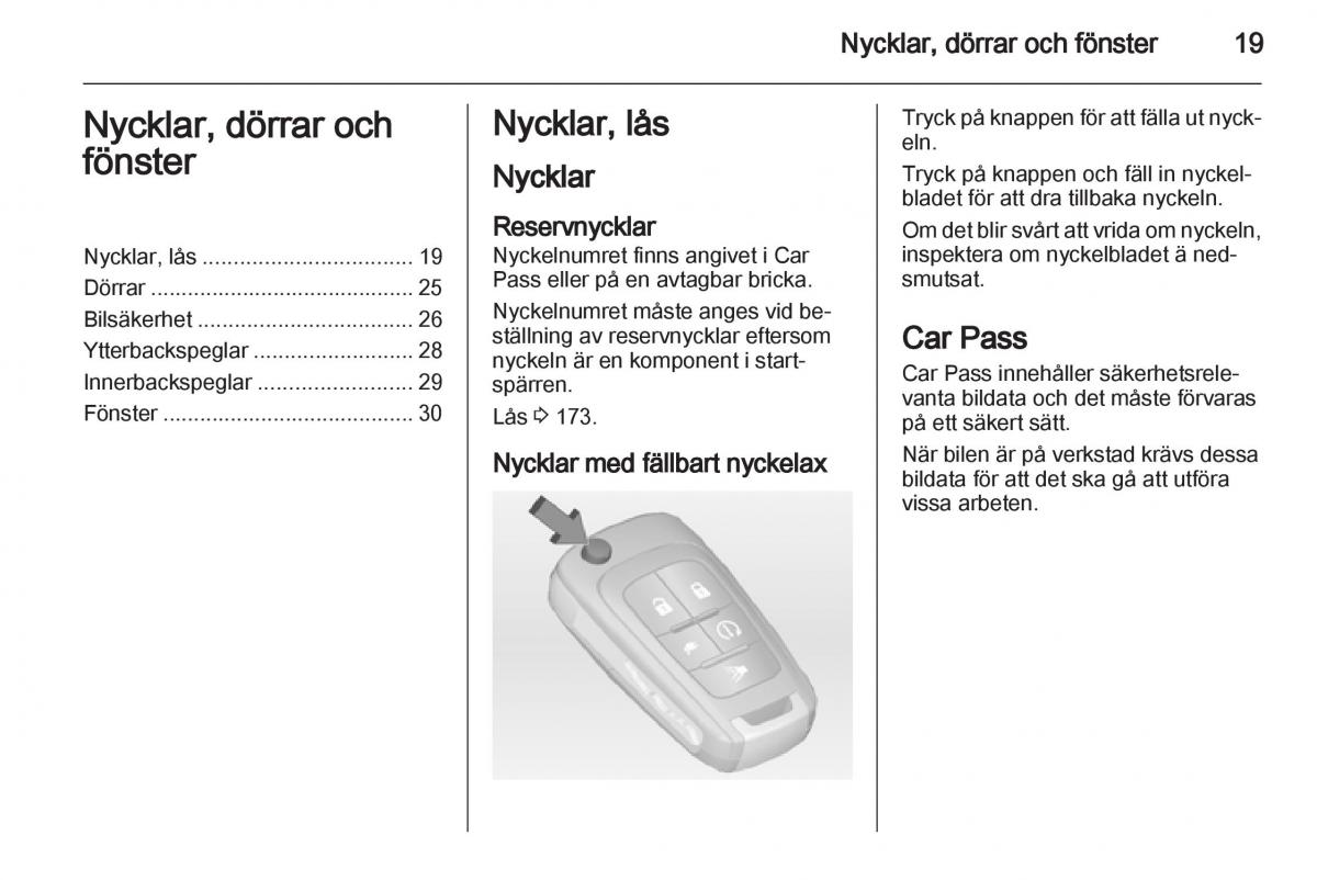 Opel Ampera instruktionsbok / page 21