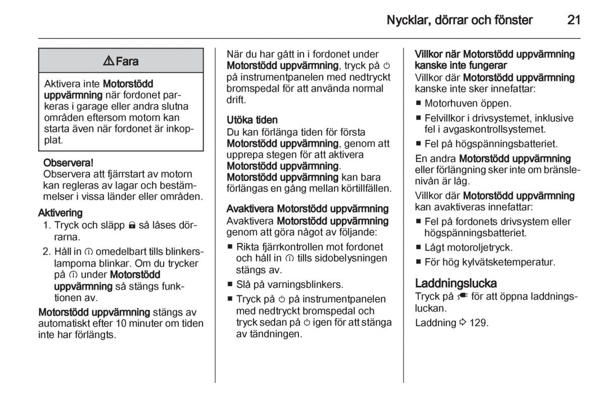 Opel Ampera instruktionsbok / page 23