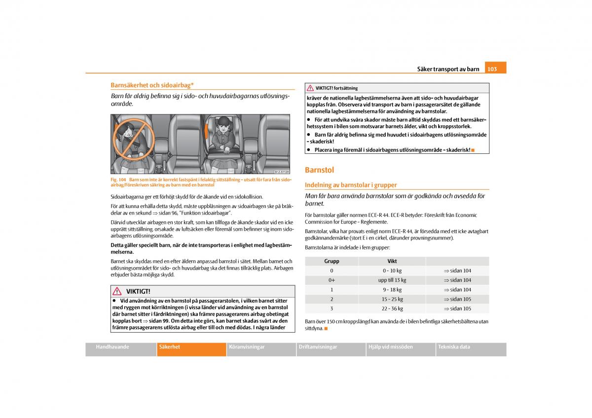 Skoda Octavia II 2 instruktionsbok / page 104