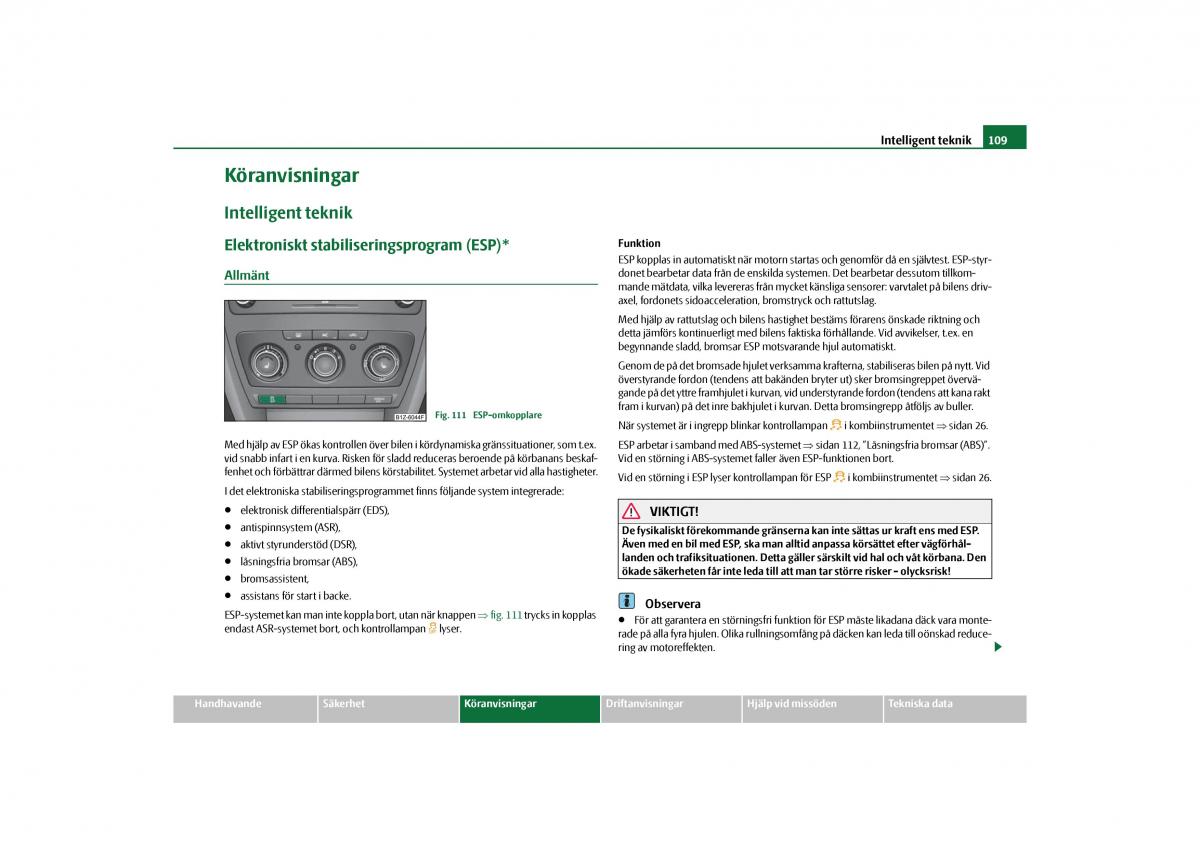 Skoda Octavia II 2 instruktionsbok / page 110
