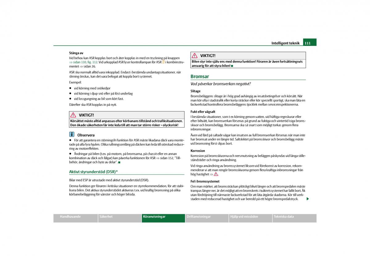 Skoda Octavia II 2 instruktionsbok / page 112
