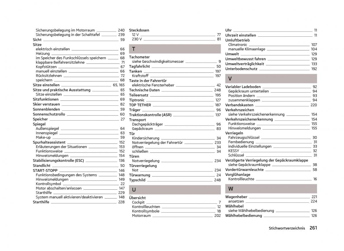 Skoda Octavia III 3 Handbuch / page 263