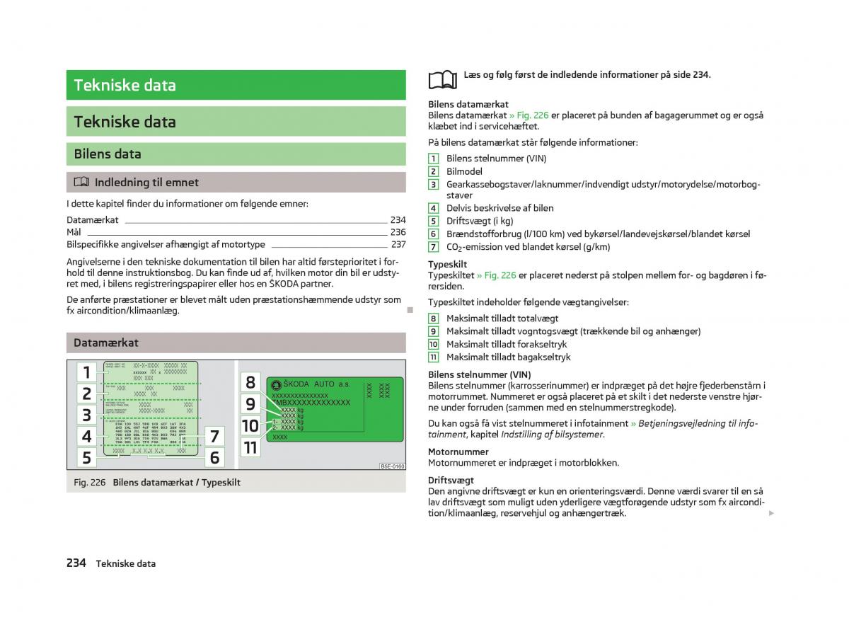 Skoda Octavia III 3 Bilens instruktionsbog / page 236