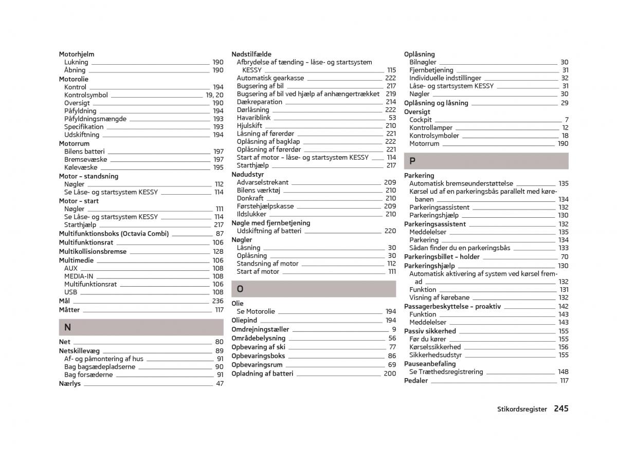 Skoda Octavia III 3 Bilens instruktionsbog / page 247