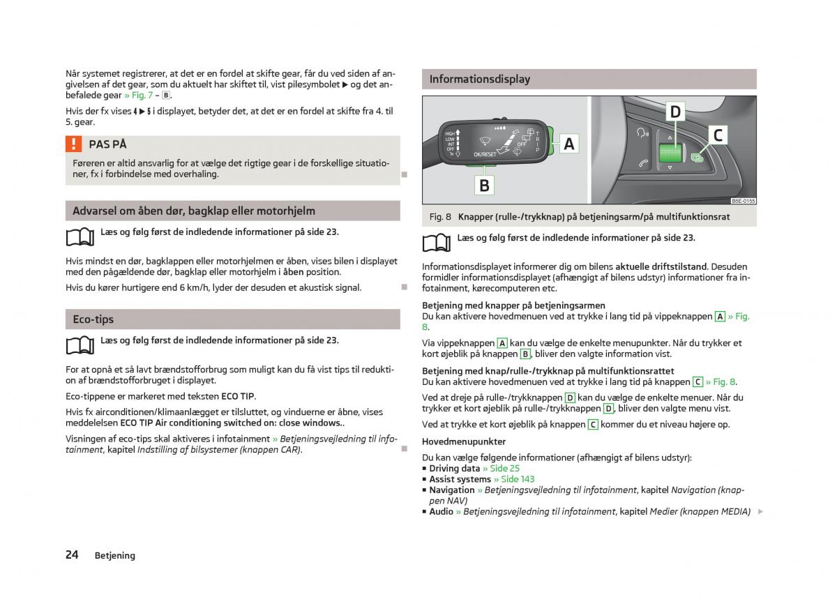 Skoda Octavia III 3 Bilens instruktionsbog / page 26