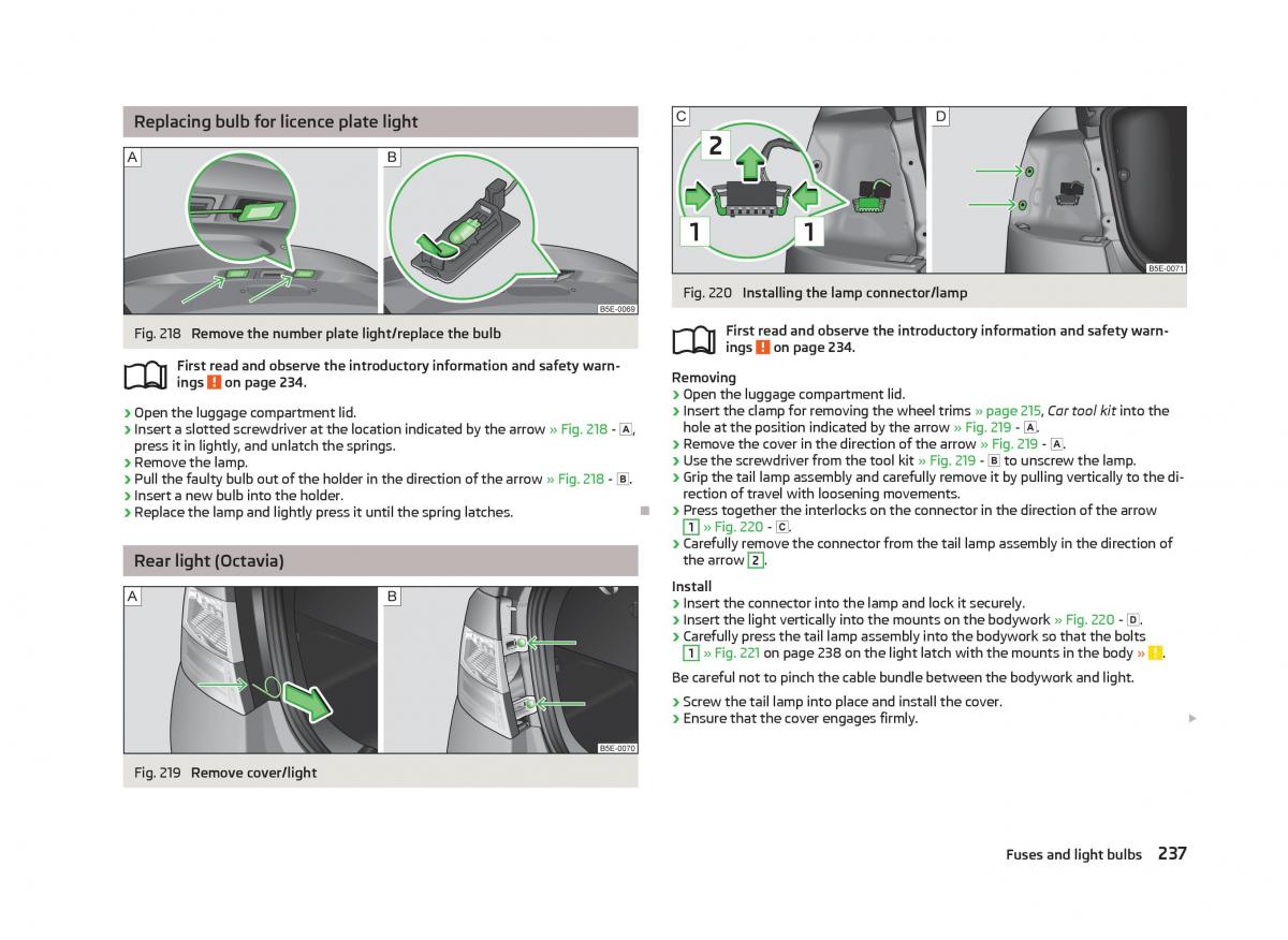 Skoda Octavia III 3 owners manual / page 239