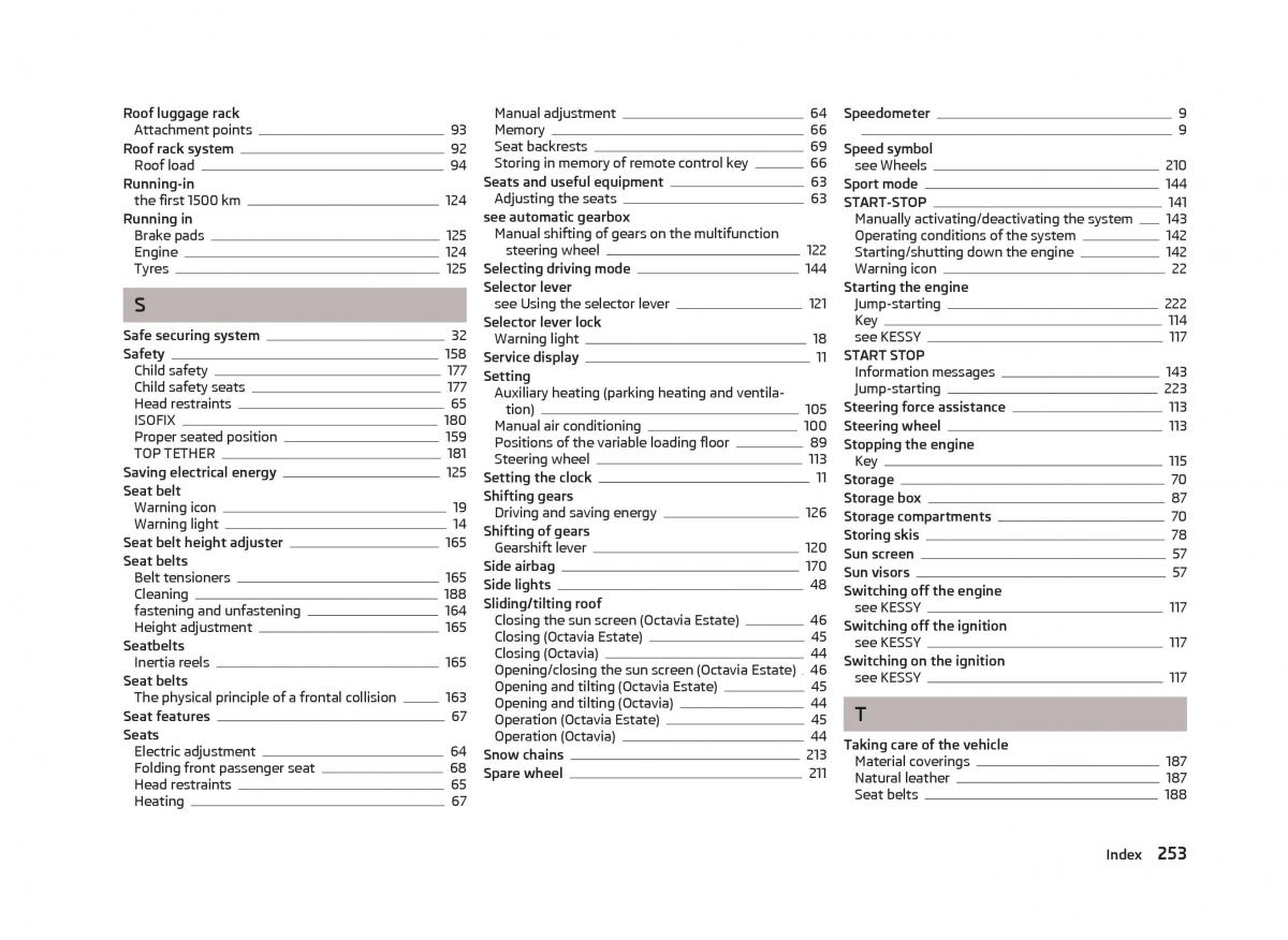 Skoda Octavia III 3 owners manual / page 255