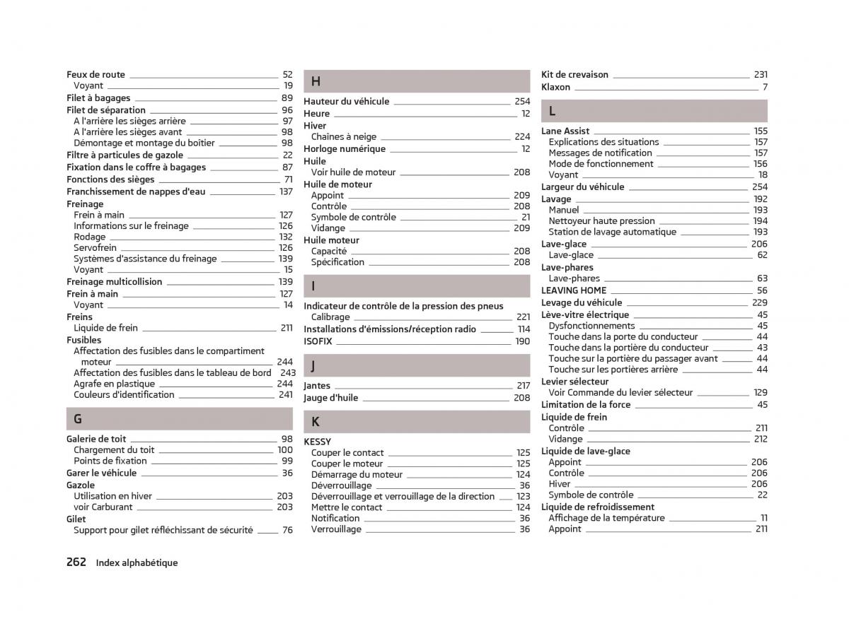 Skoda Octavia III 3 manuel du proprietaire / page 264