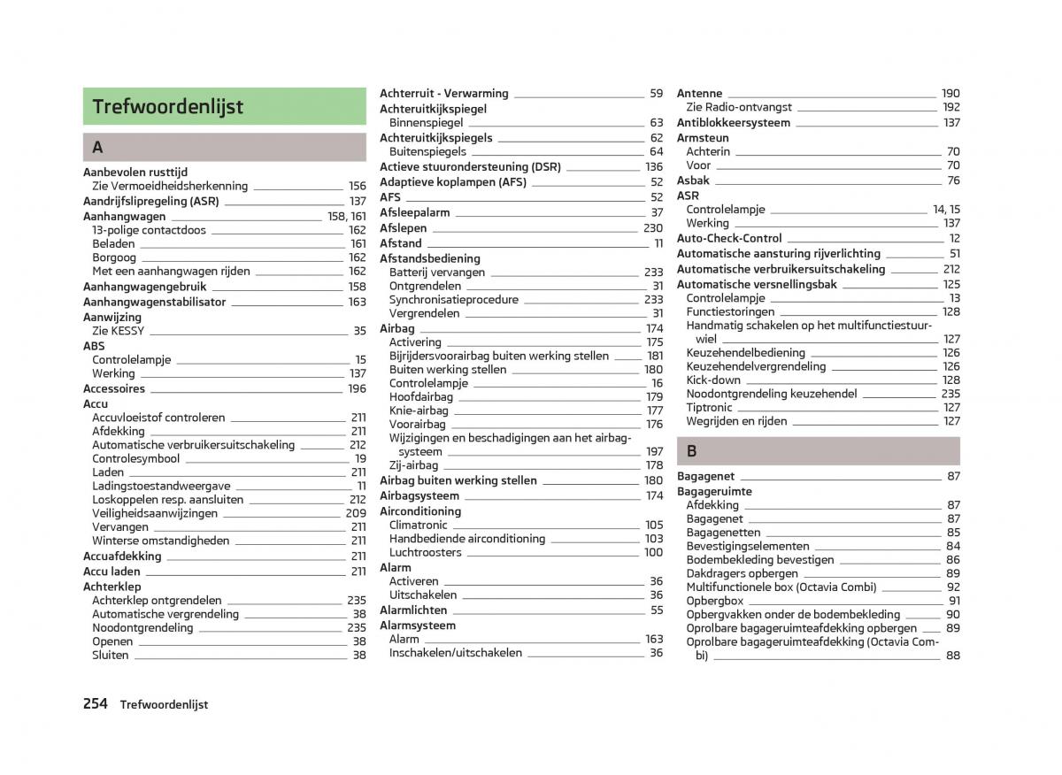 Skoda Octavia III 3 handleiding / page 256