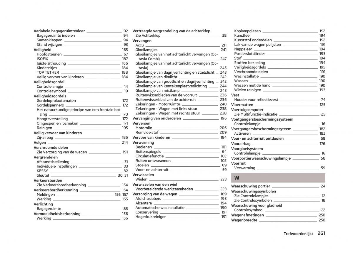 Skoda Octavia III 3 handleiding / page 263