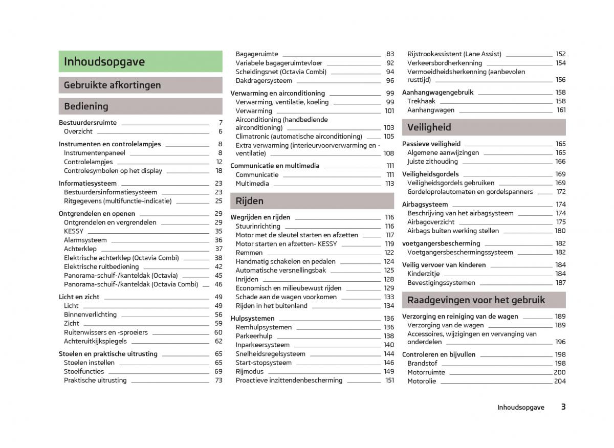 Skoda Octavia III 3 handleiding / page 5