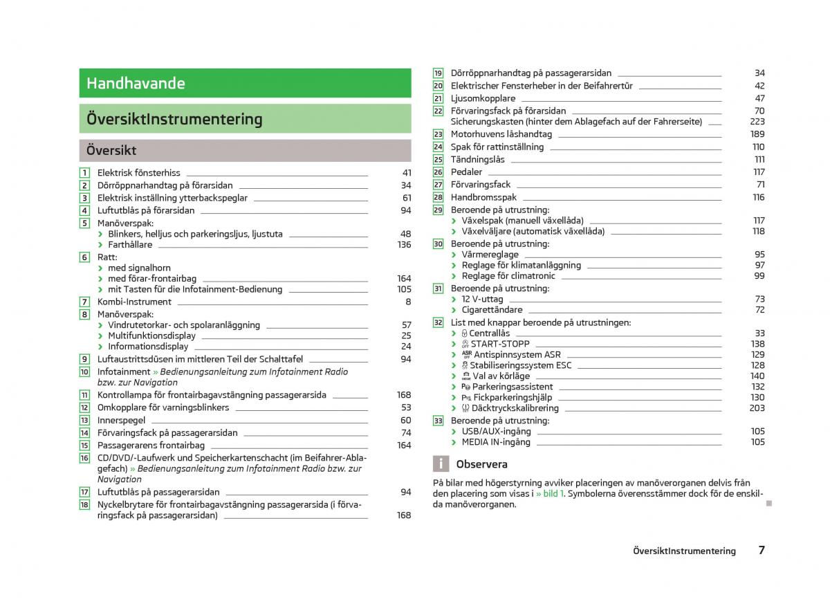 Skoda Octavia III 3 instruktionsbok / page 9