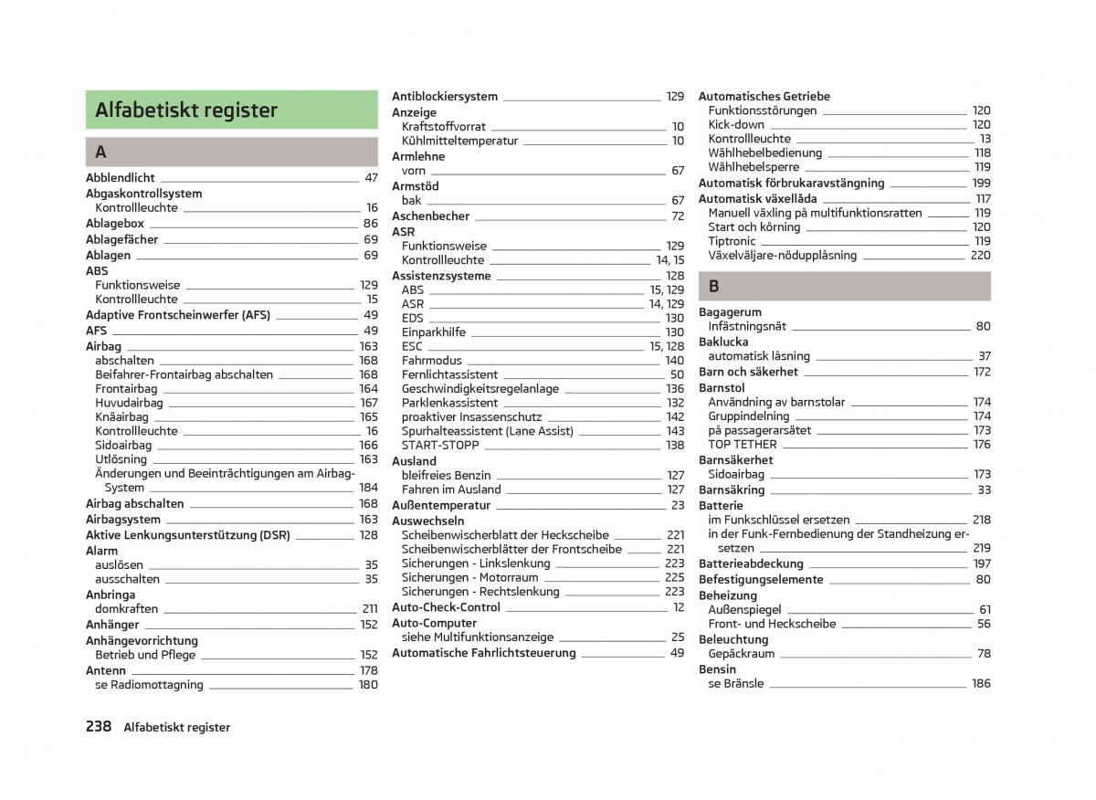 Skoda Octavia III 3 instruktionsbok / page 240