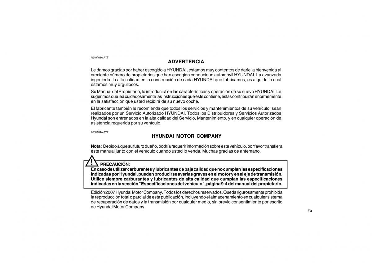 Hyundai Matrix manual del propietario / page 3