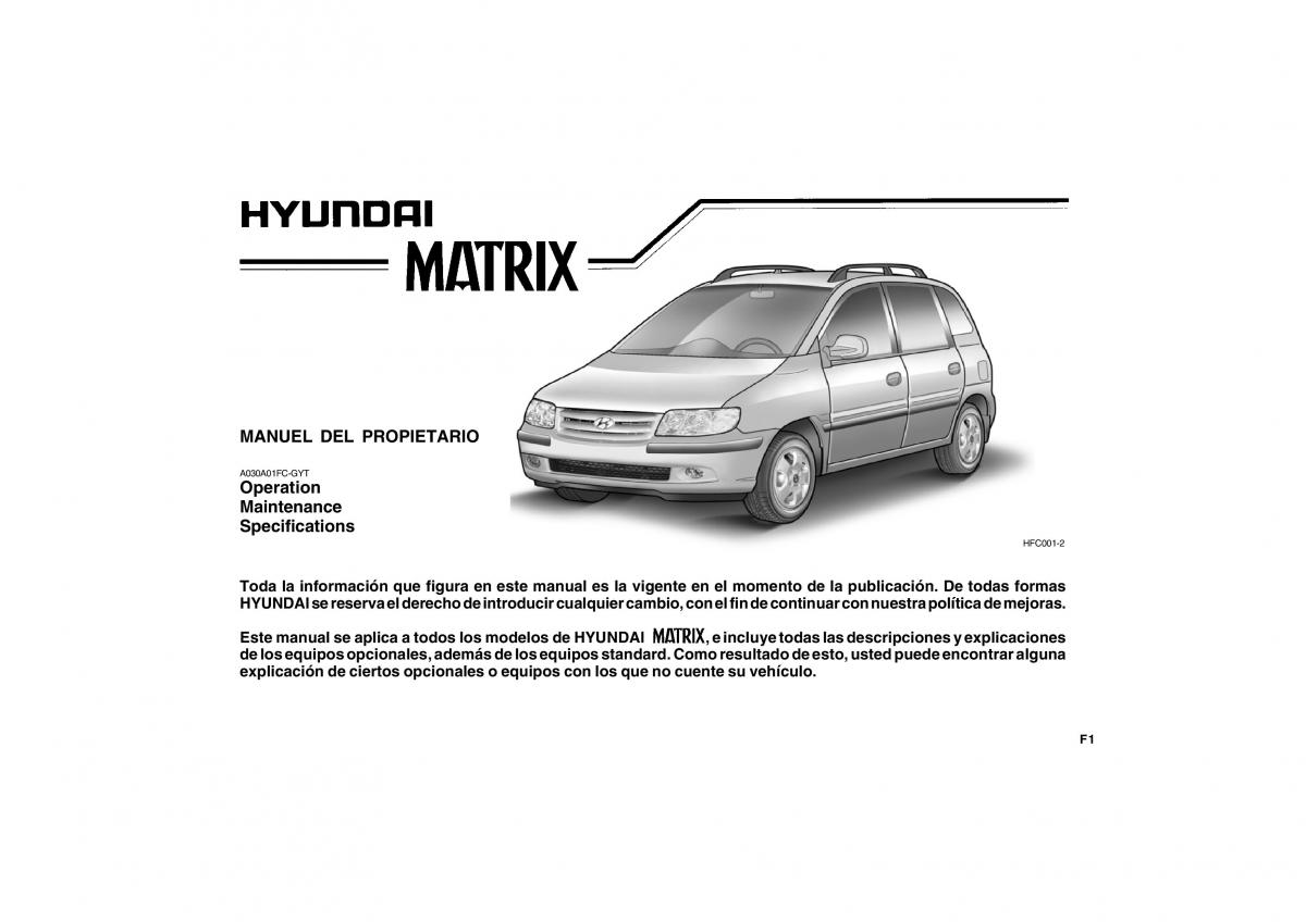 Hyundai Matrix manual del propietario / page 1