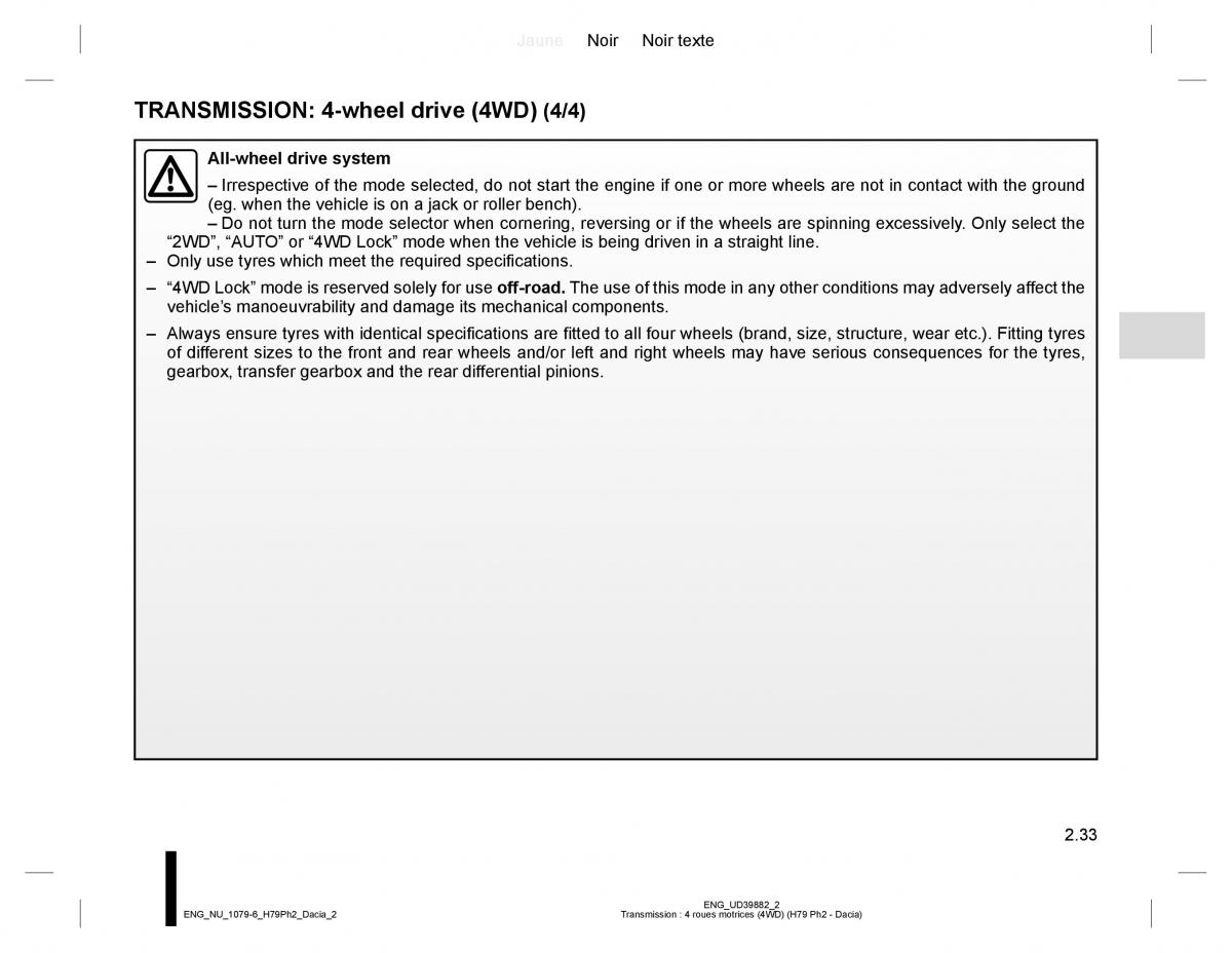 Dacia Duster owners manual / page 109