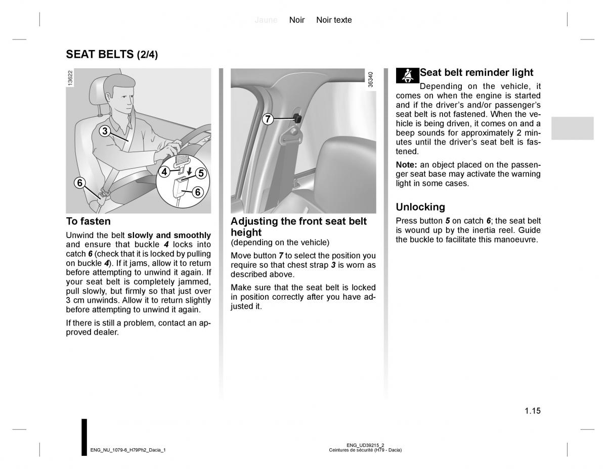 Dacia Duster owners manual / page 19