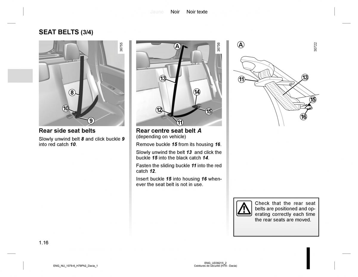 Dacia Duster owners manual / page 20