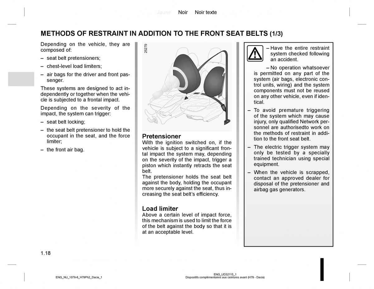 Dacia Duster owners manual / page 22