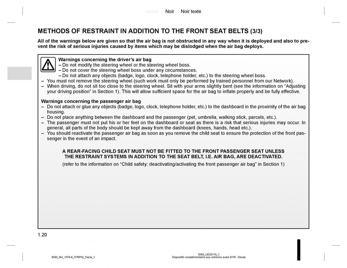 Dacia Duster owners manual / page 24