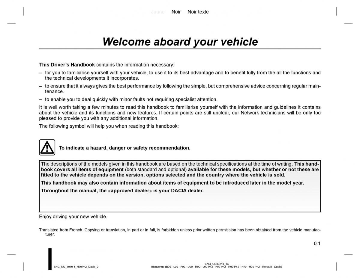 Dacia Duster owners manual / page 1