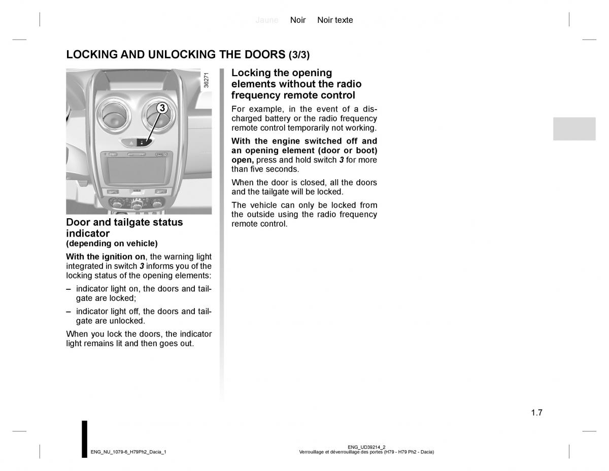 Dacia Duster owners manual / page 11