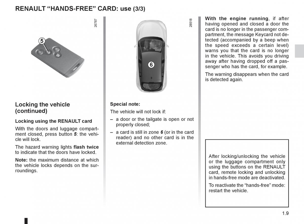 Renault Fluence owners manual / page 13