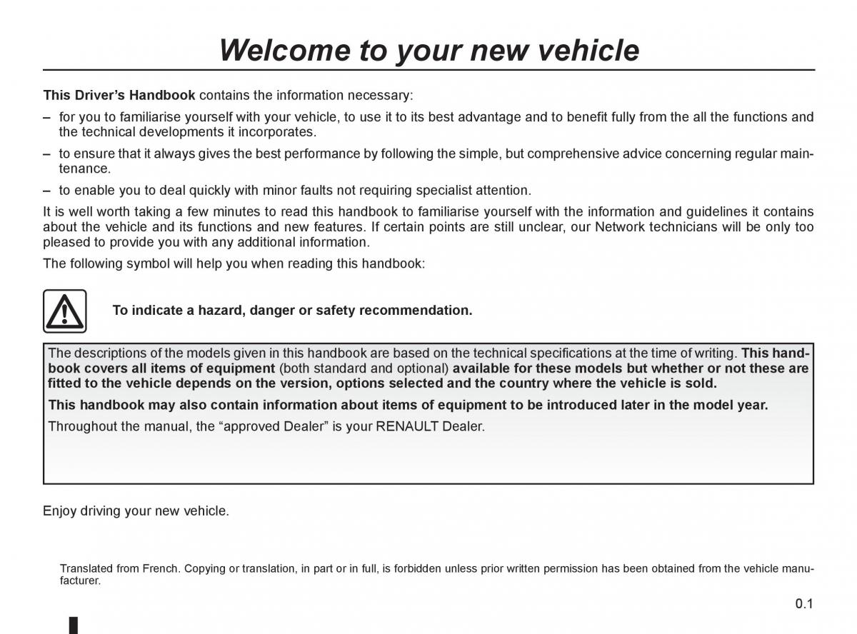 Renault Fluence owners manual / page 1
