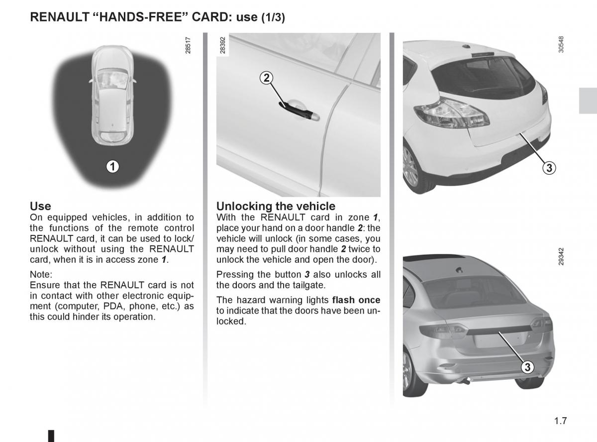 Renault Fluence owners manual / page 11