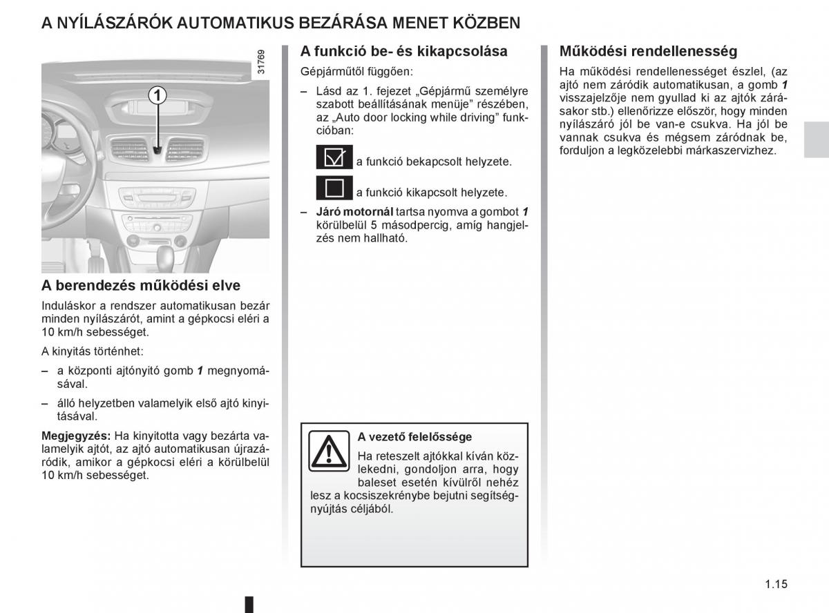 Renault Fluence Kezelesi utmutato / page 19