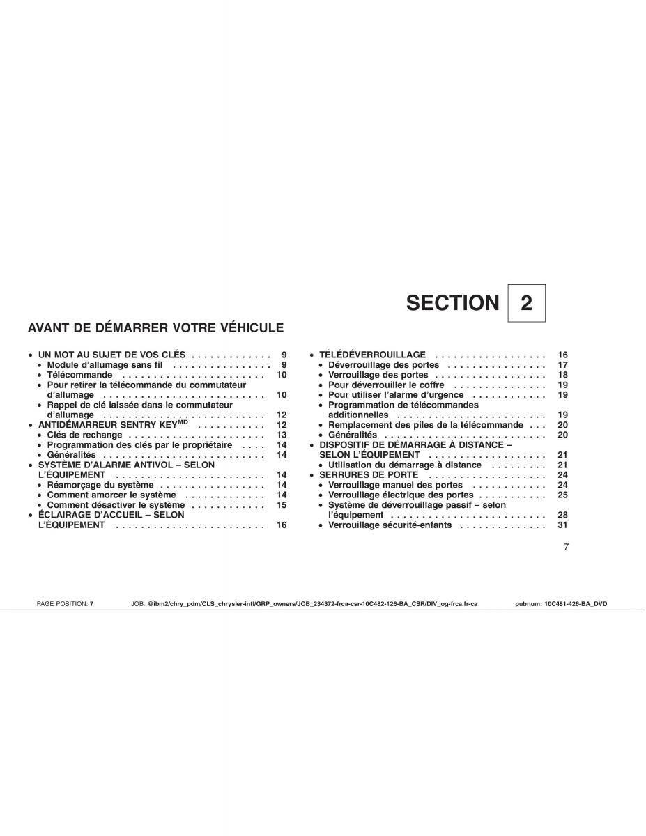 manual  Chrysler 300C I 1 SRT manuel du proprietaire / page 7