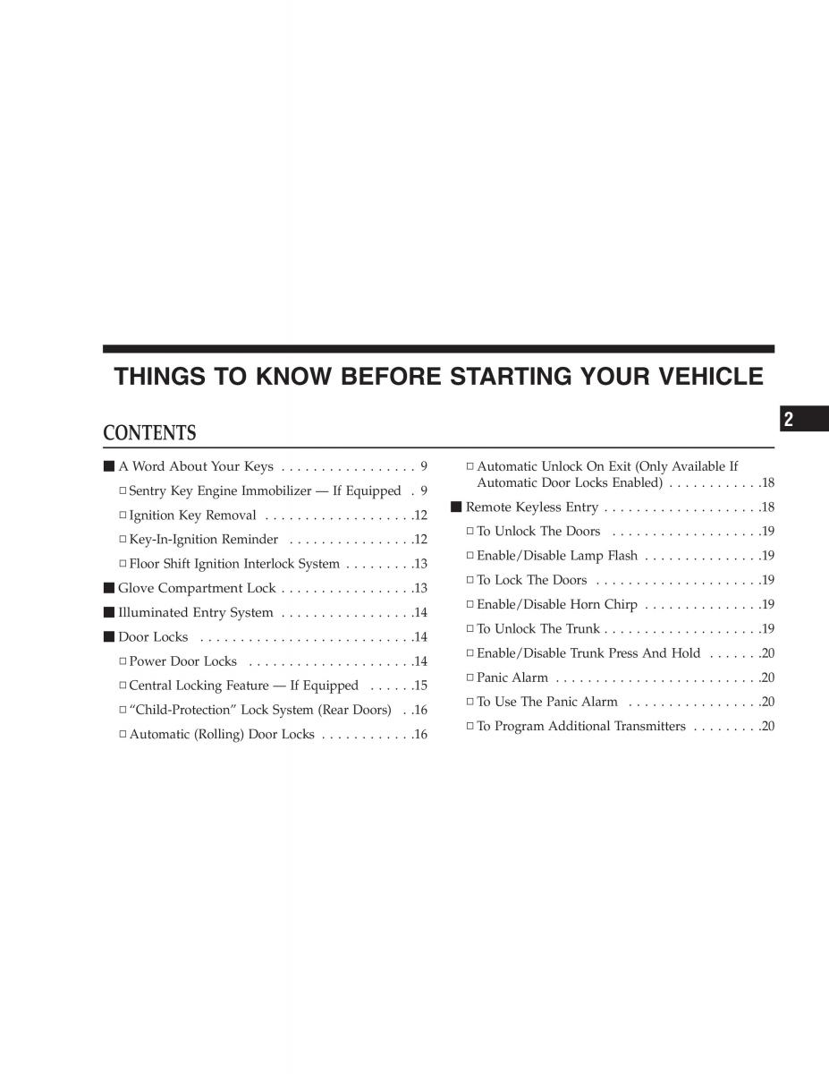 Chrysler 300M owners manual / page 7
